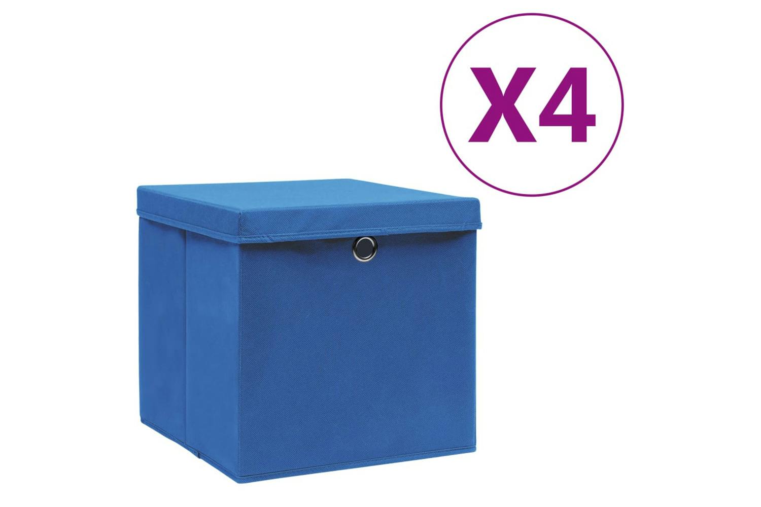 Vidaxl 325196 Storage Boxes With Covers 4 Pcs 28x28x28 Cm Blue