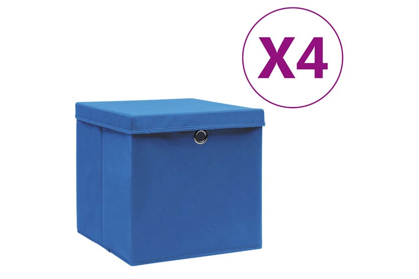 Vidaxl 325196 Storage Boxes With Covers 4 Pcs 28x28x28 Cm Blue