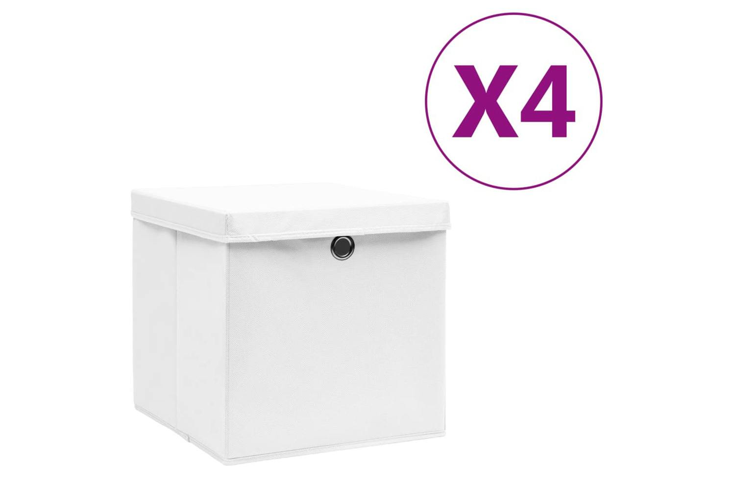 Vidaxl 325208 Storage Boxes With Covers 4 Pcs 28x28x28 Cm White