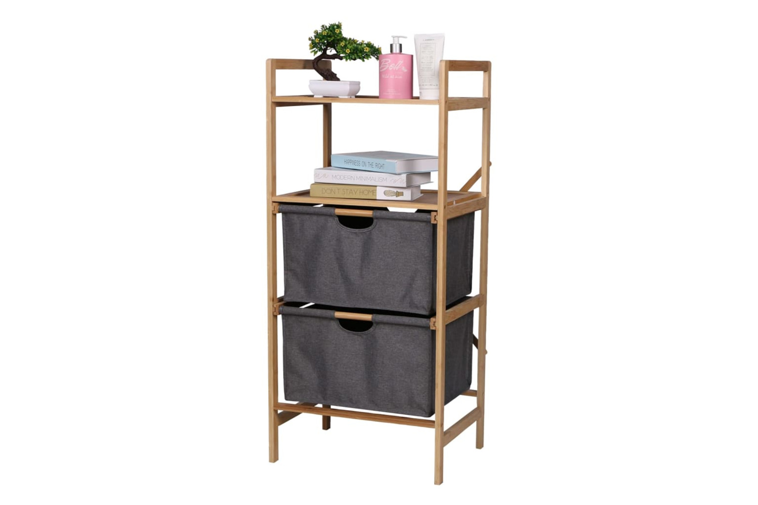 Hi 445597 Multi-functional Bathroom Shelf With 2 Drawers 42.3x33x96 Cm Bamboo