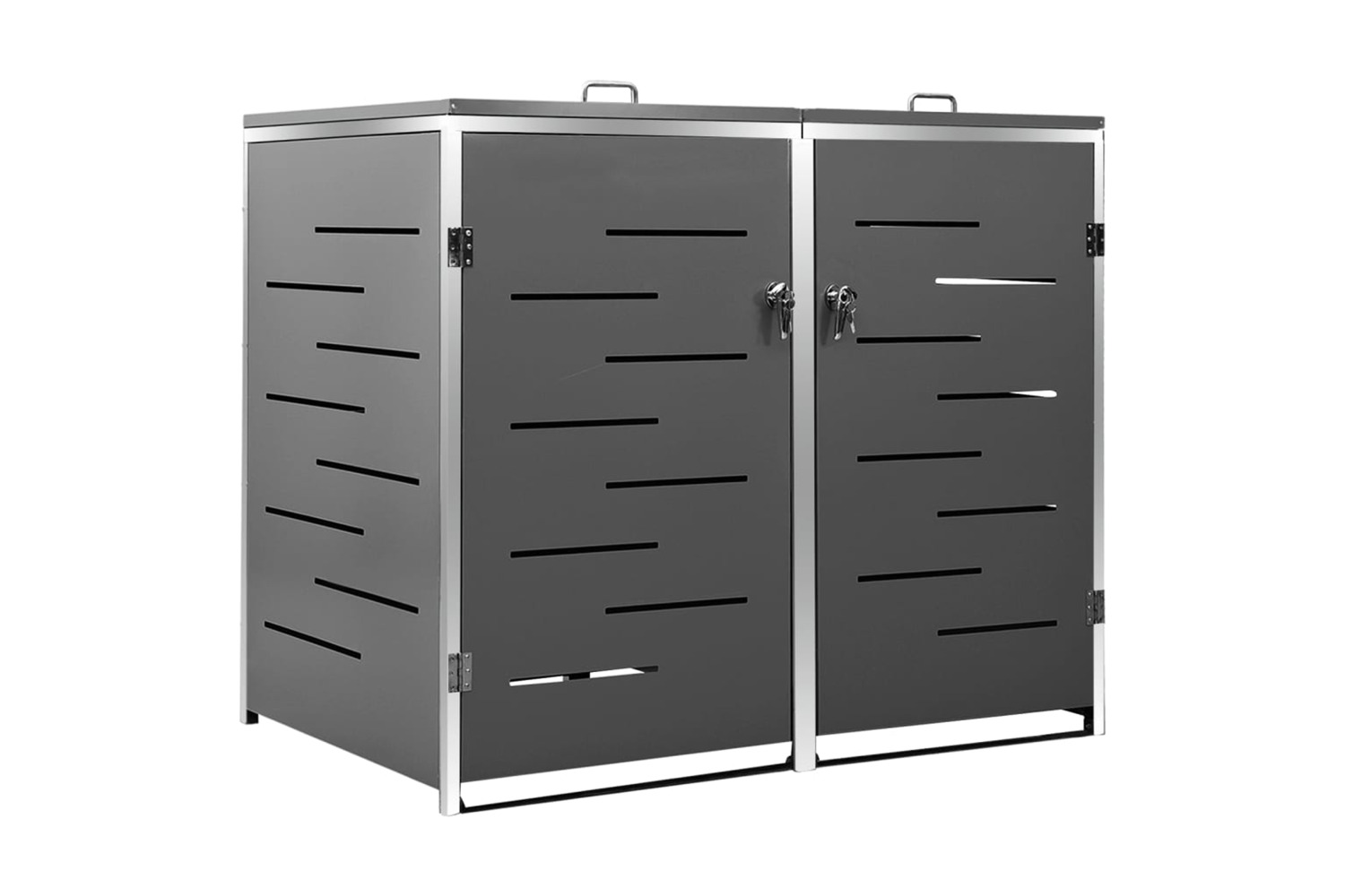 vidaXL Double Wheelie Bin Shed 138x77.5x112.5cm Stainless Steel