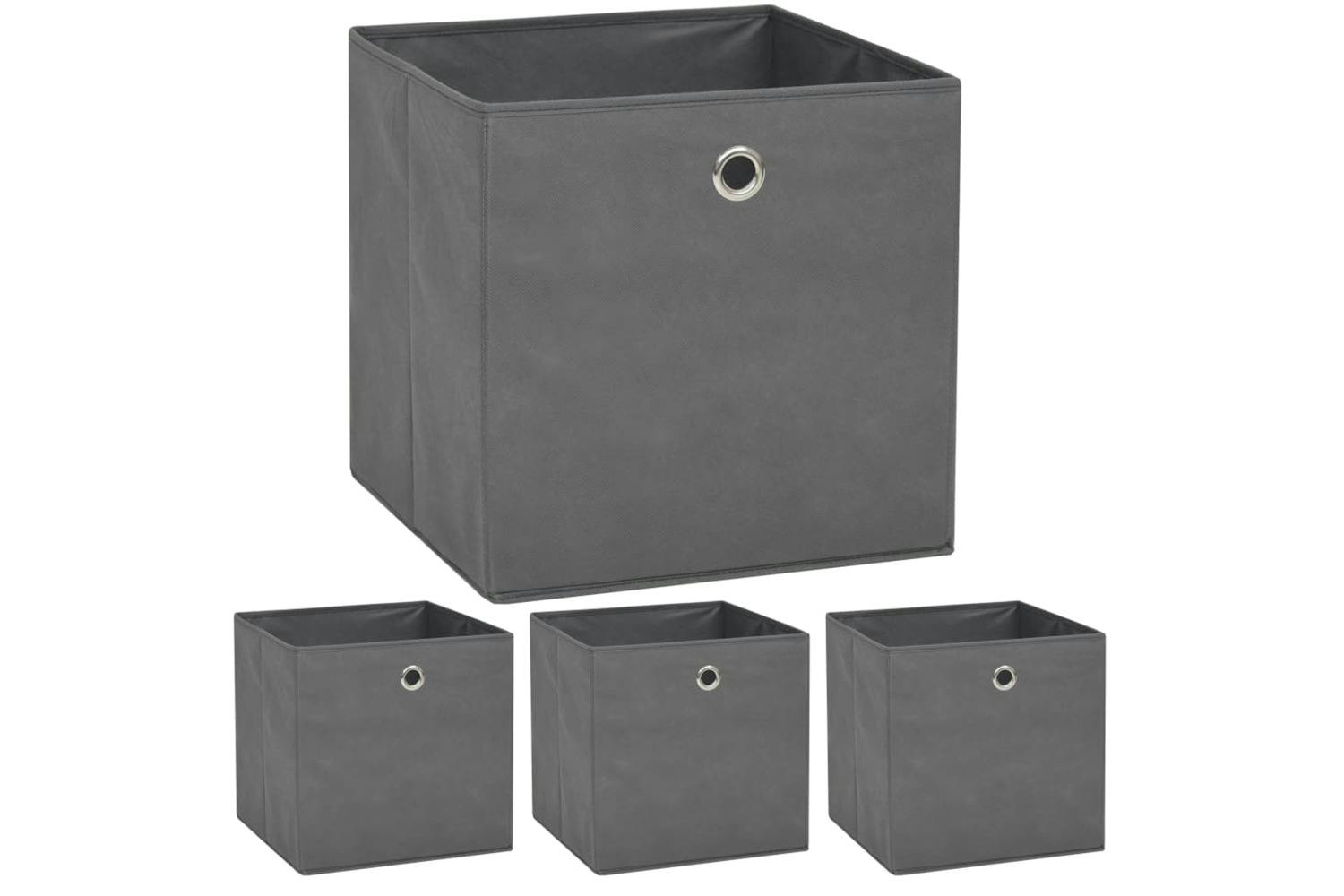 Vidaxl 245747 Storage Boxes 4 Pcs Non-woven Fabric 32x32x32 Cm Grey