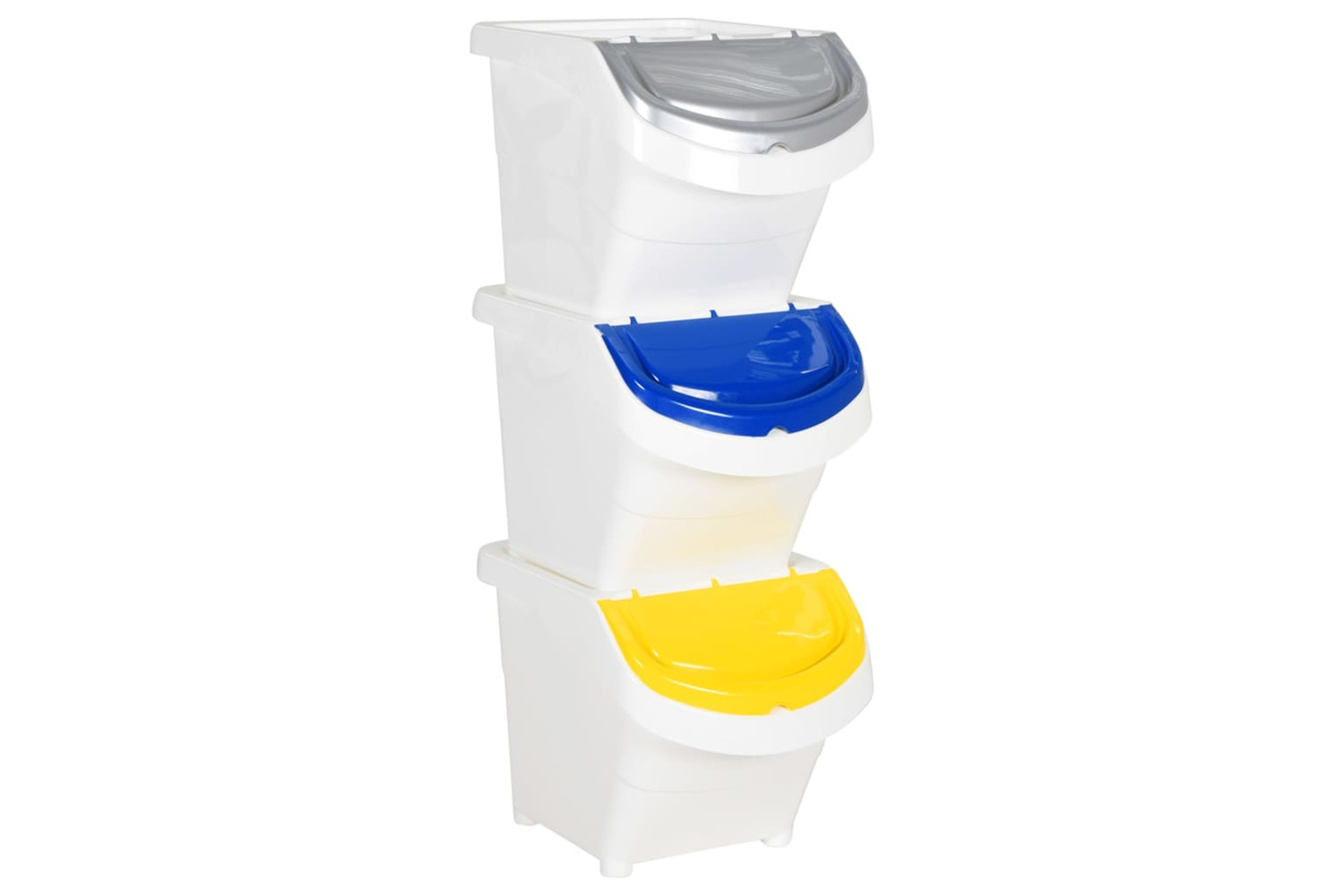 vidaXL 364068 Stackable Waste Bins With Lids 3 Pcs White Pp 78 L