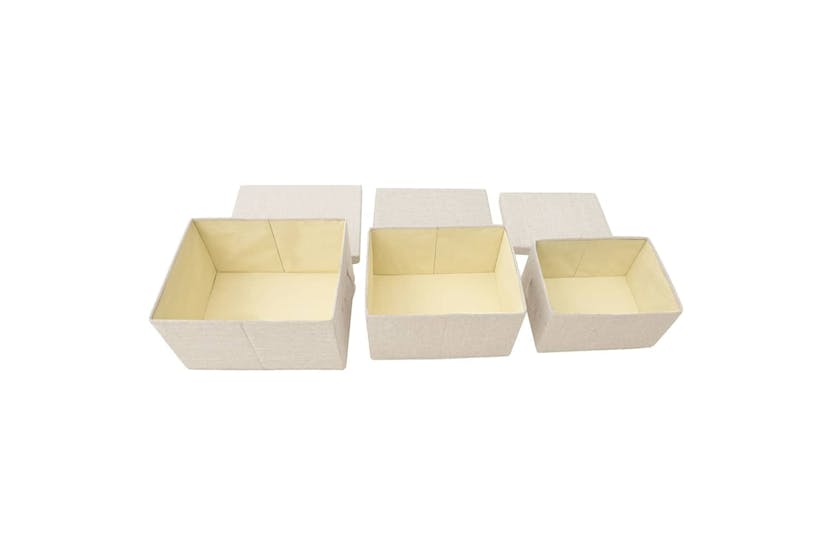 Vidaxl 332920 Stackable Storage Box Set Of 3 Piece Fabric Cream