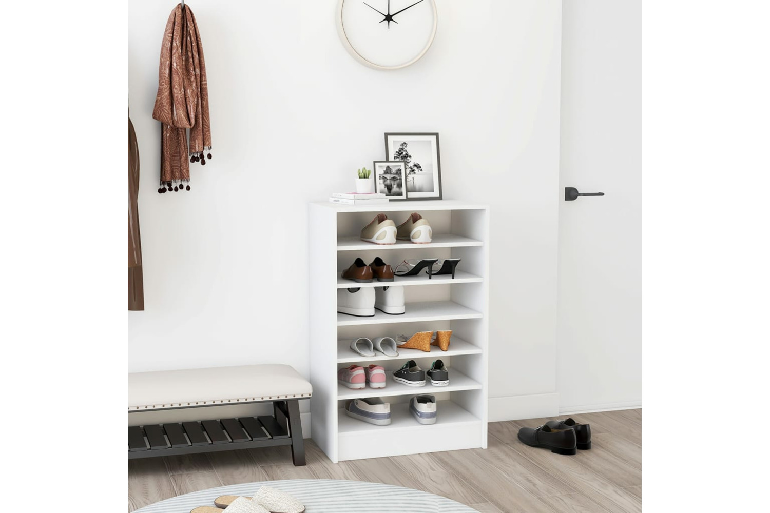vidaXL 808945 Shoe Cabinet White 60x35x92cm Engineered Wood