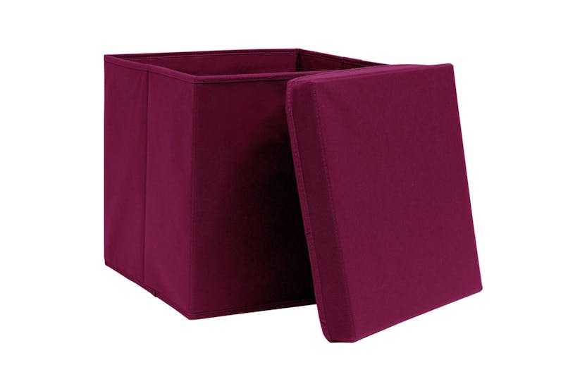 Vidaxl 325200 Storage Boxes With Covers 4 Pcs 28x28x28 Cm Dark Red