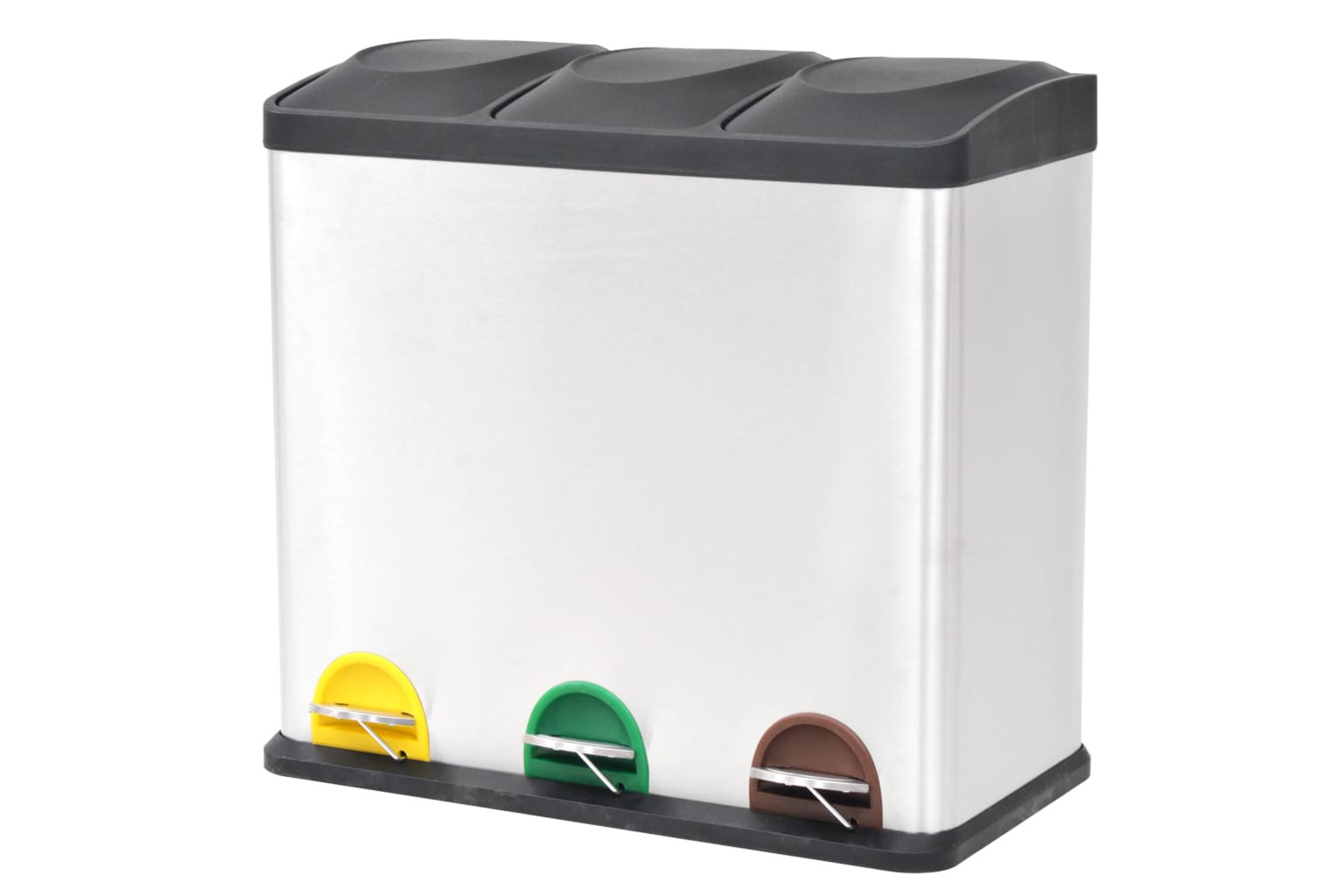 vidaXL 50602 Recycling Pedal Bin Garbage Trash Bin Stainless Steel 54 L