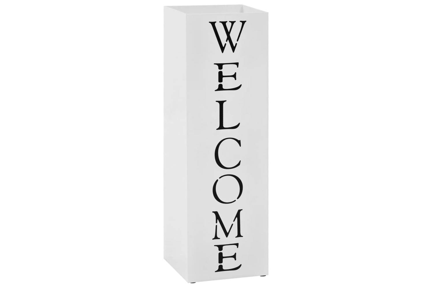 Vidaxl 246797 Umbrella Stand Welcome Steel White