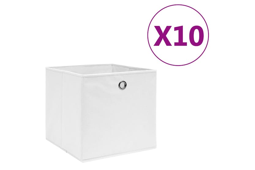 Vidaxl 325209 Storage Boxes 10 Pcs Non-woven Fabric 28x28x28 Cm White