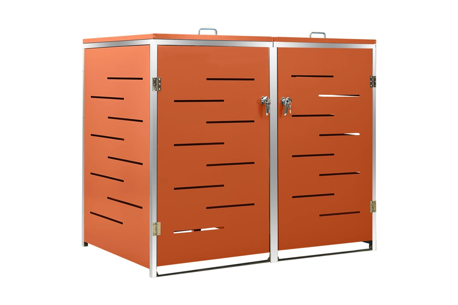 vidaXL Double Wheelie Bin Shed 138x77.5x112.5cm Stainless Steel