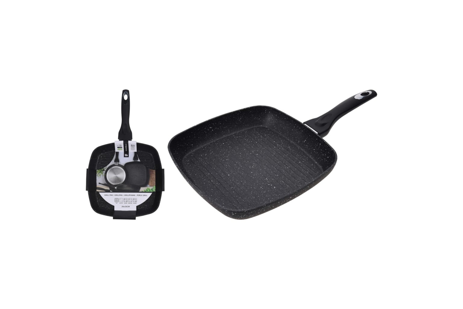 Excellent Houseware 443288 Grill Pan 26x26x4.5 Cm Forged Aluminium