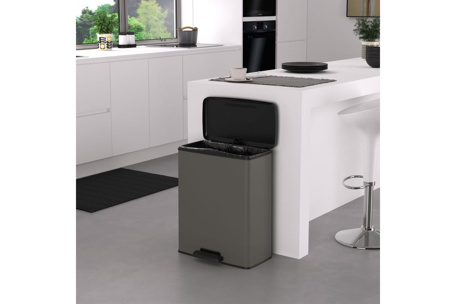 Curver 443821 Pedal Bin Deco Rectangular 65l Cool Grey