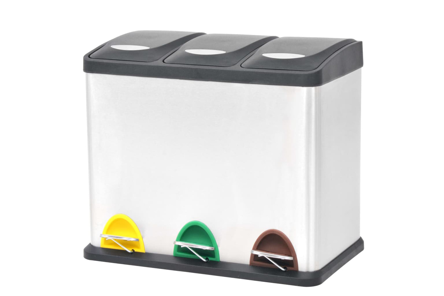 vidaXL 50601 Recycling Pedal Bin Garbage Trash Bin Stainless Steel 24 L