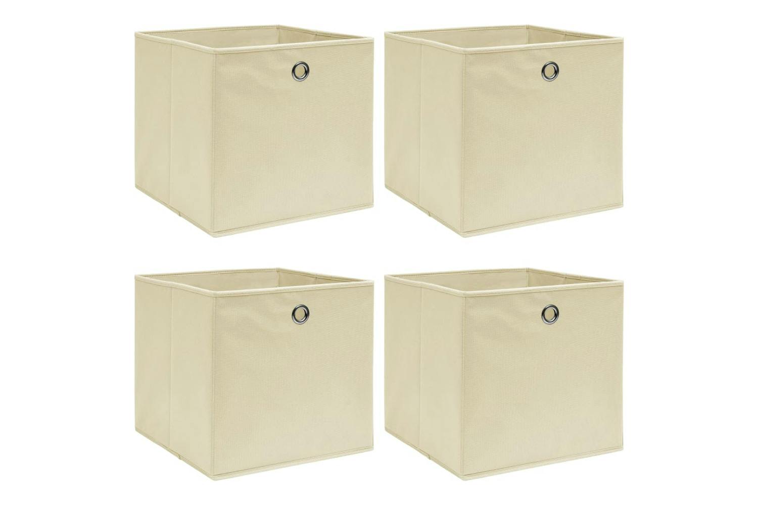 Vidaxl 288357 Storage Boxes 4 Pcs Cream 32x32x32 Cm Fabric