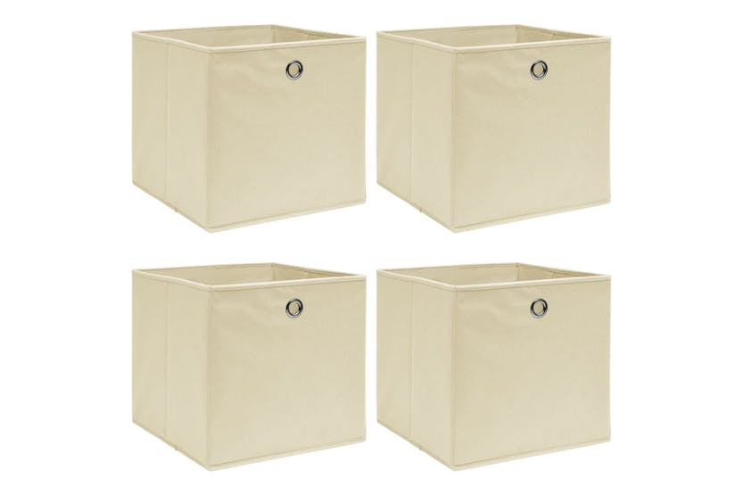 Vidaxl 288357 Storage Boxes 4 Pcs Cream 32x32x32 Cm Fabric