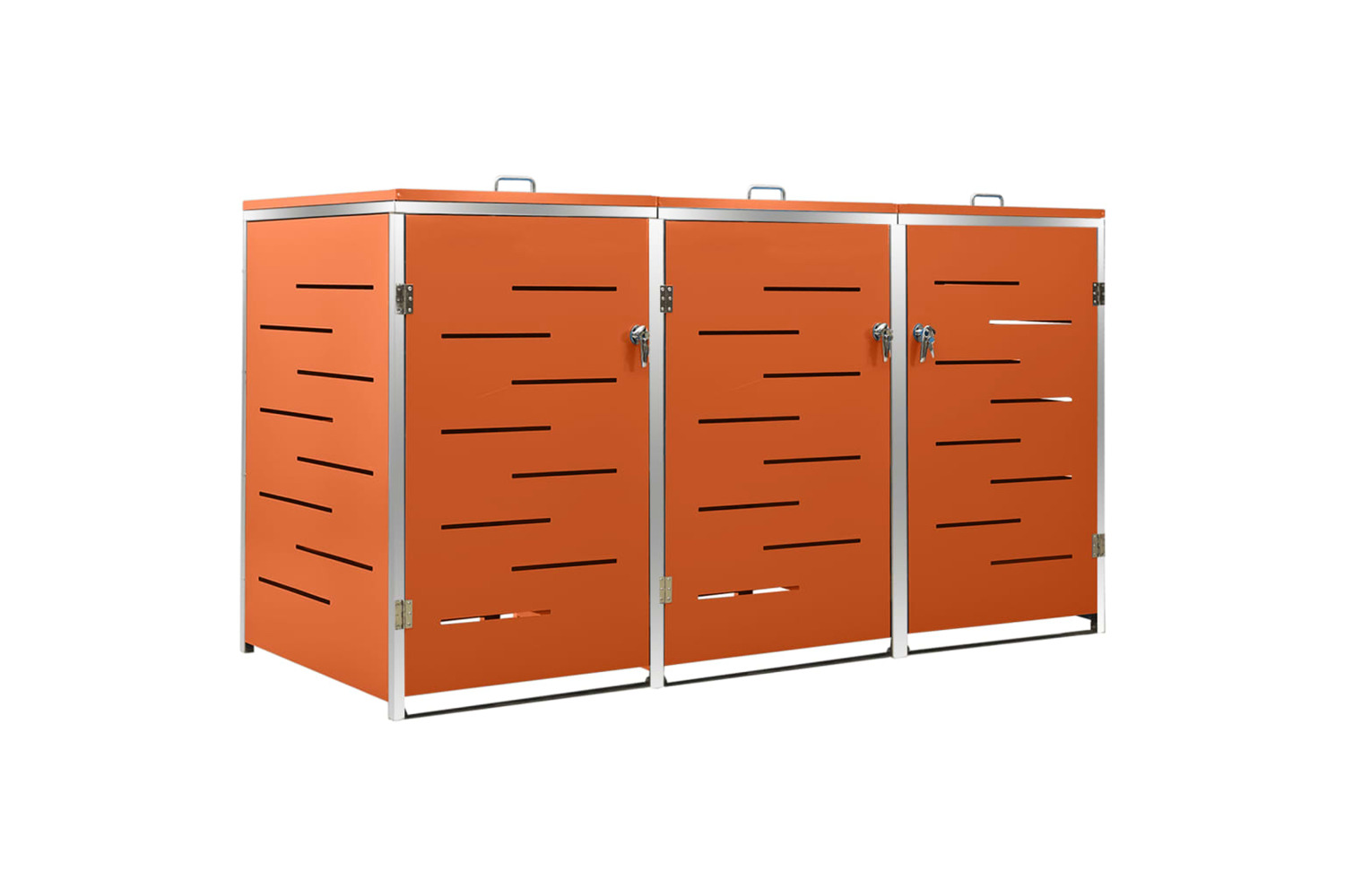 vidaXL Triple Wheelie Bin Shed 207x77.5x112.5cm Stainless Steel