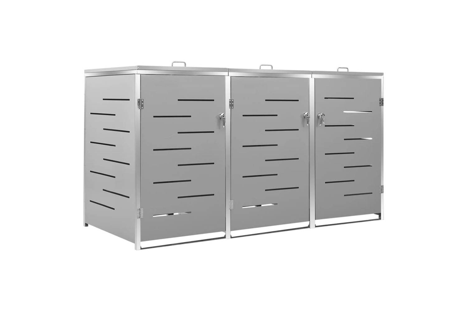 vidaXL Triple Wheelie Bin Shed 207x77.5x112.5cm Stainless Steel