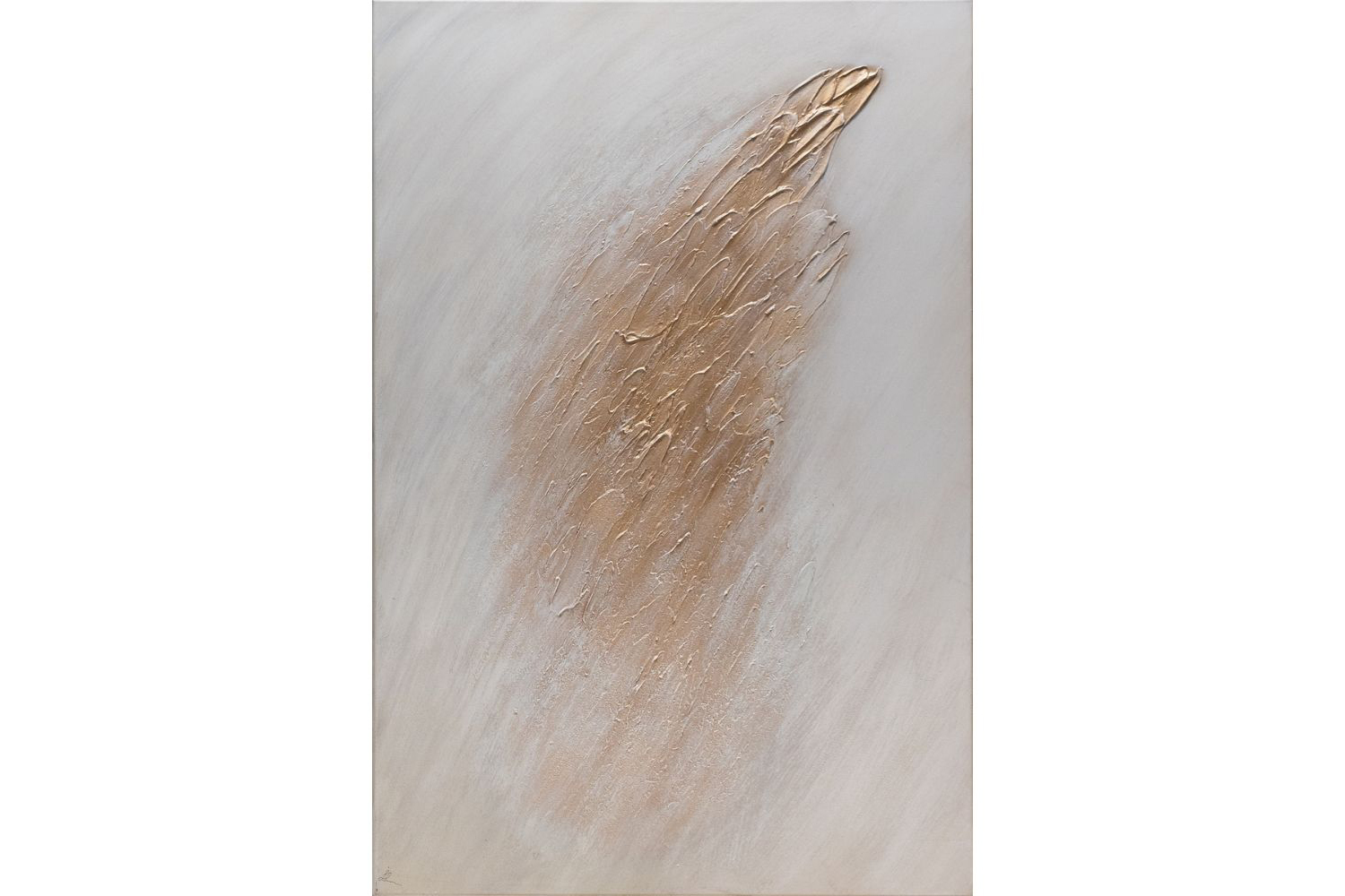 Jess Kelly | Oige Unframed Canvas Painting | White/Gold | 102 x 152 cm
