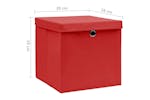 Vidaxl 325222 Storage Boxes With Covers 10 Pcs 28x28x28 Cm Red