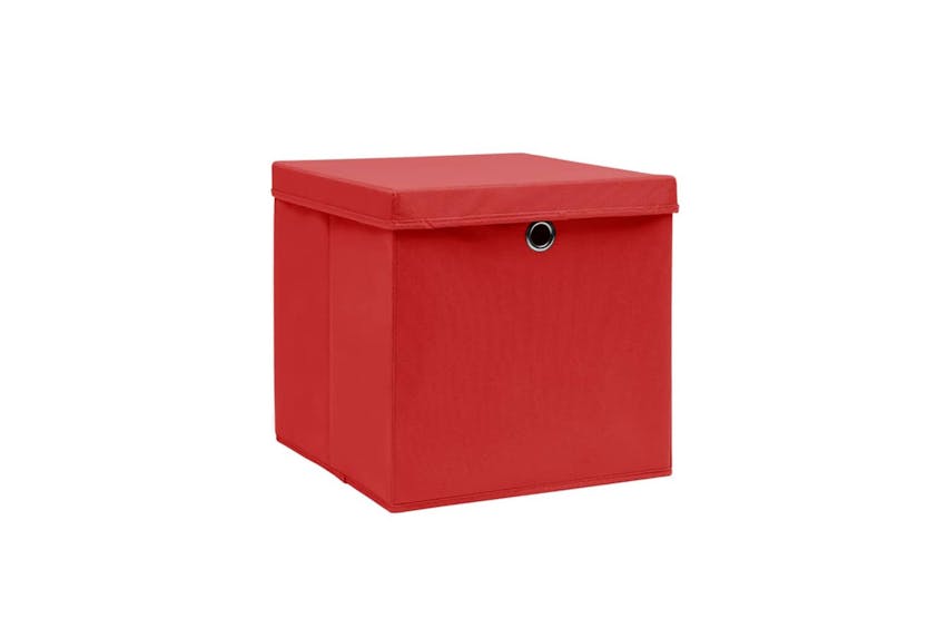 Vidaxl 325222 Storage Boxes With Covers 10 Pcs 28x28x28 Cm Red