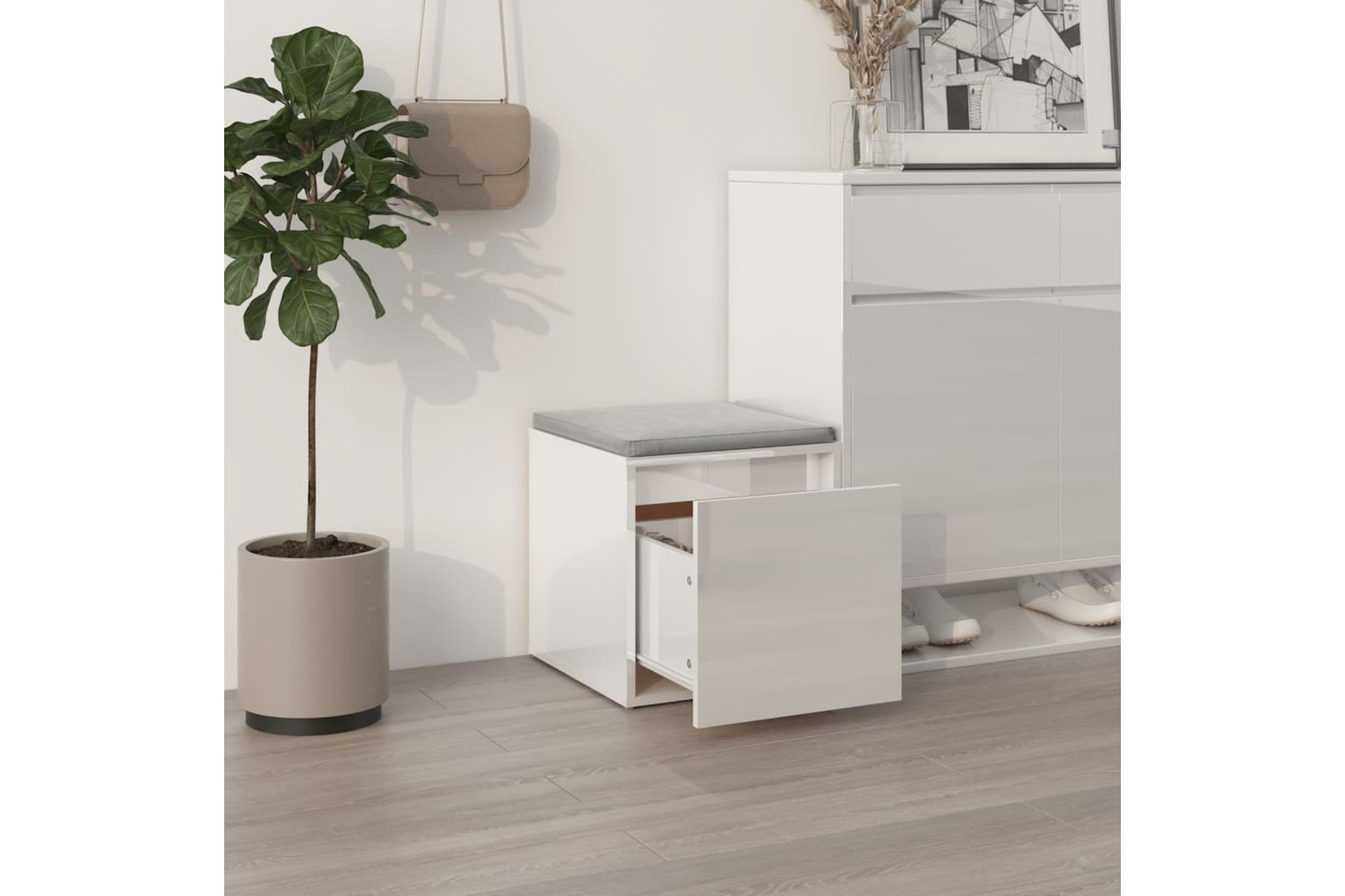 vidaXL 808780 Box Drawer High Gloss White 40.5x40x40cm Engineered Wood
