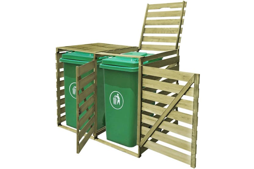 Vidaxl 42270 Double Wheelie Bin Shed 240 L Impregnated Wood