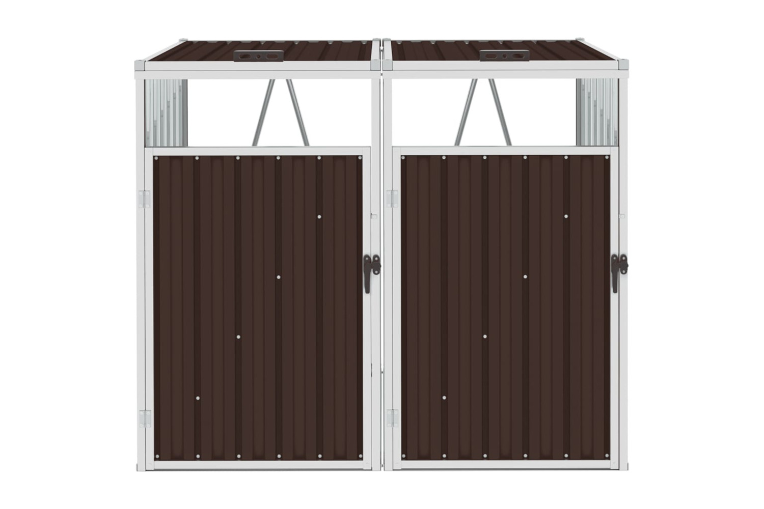 vidaXL 46280 Double Garbage Bin Shed Brown 143x81x121cm Steel