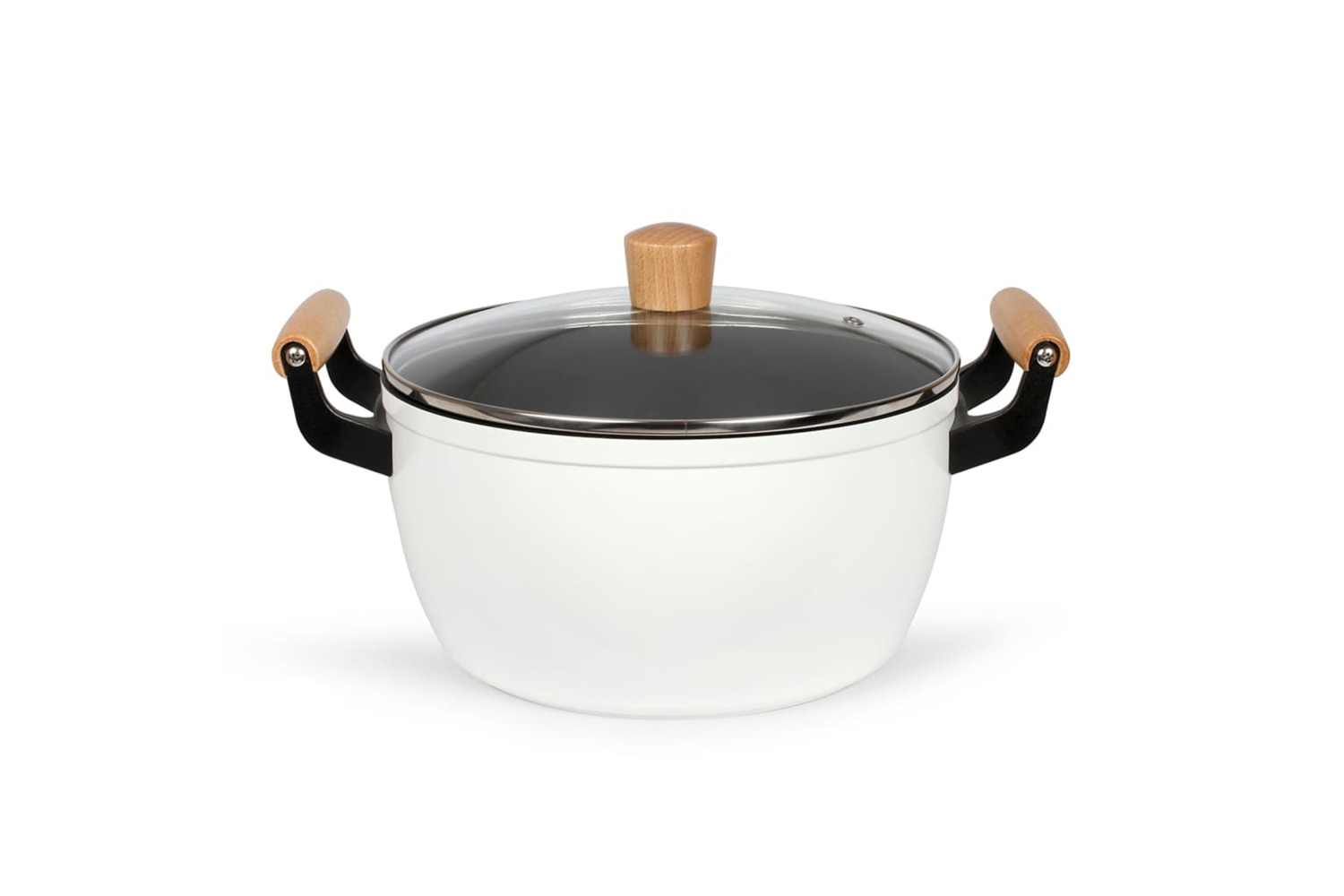 Livoo 443548 Stewpot With Wooden Handles 24 Cm 5 L White
