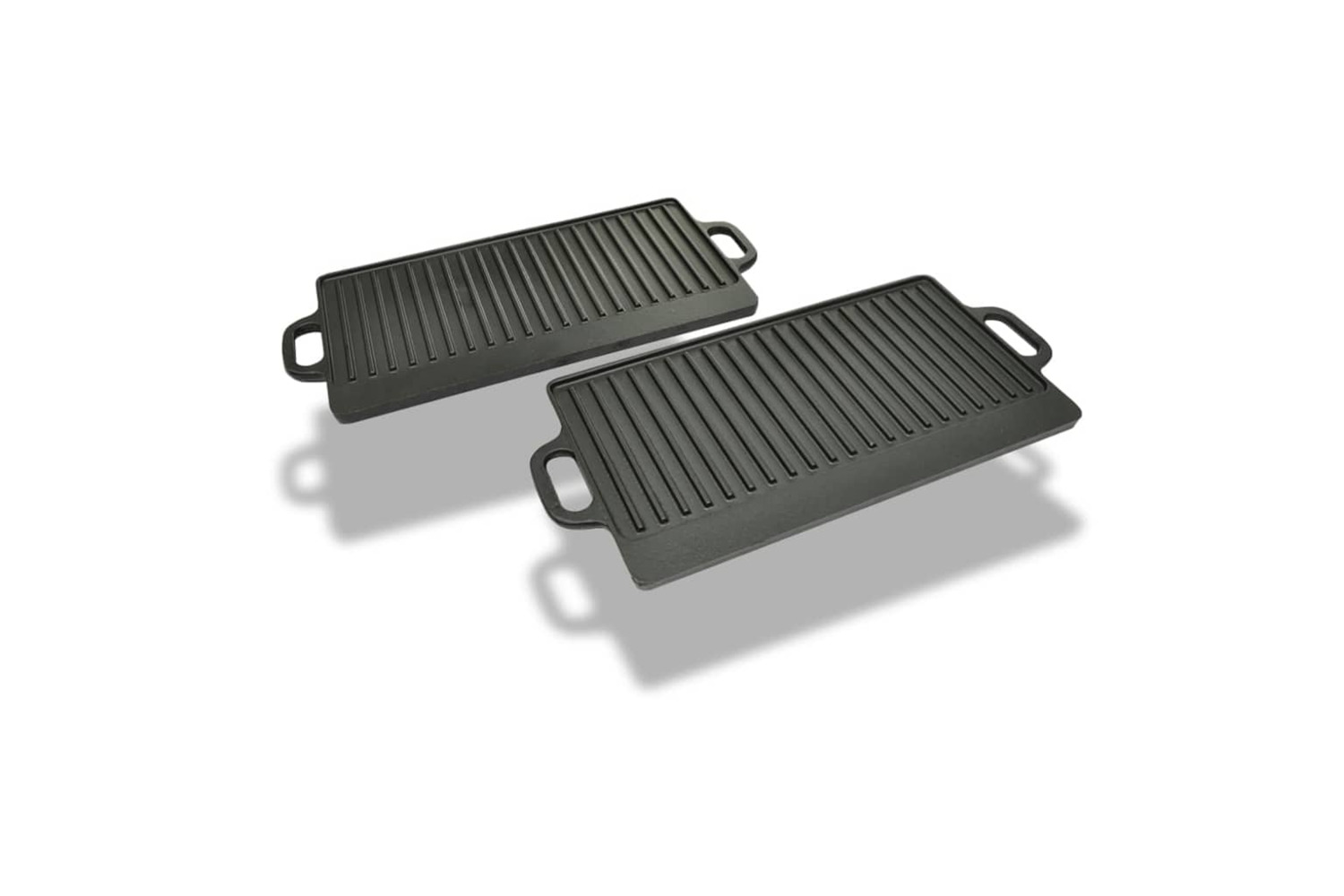 vidaXL 50127 Grill Platter 2 Pcs Cast Iron Reversible 38x23cm