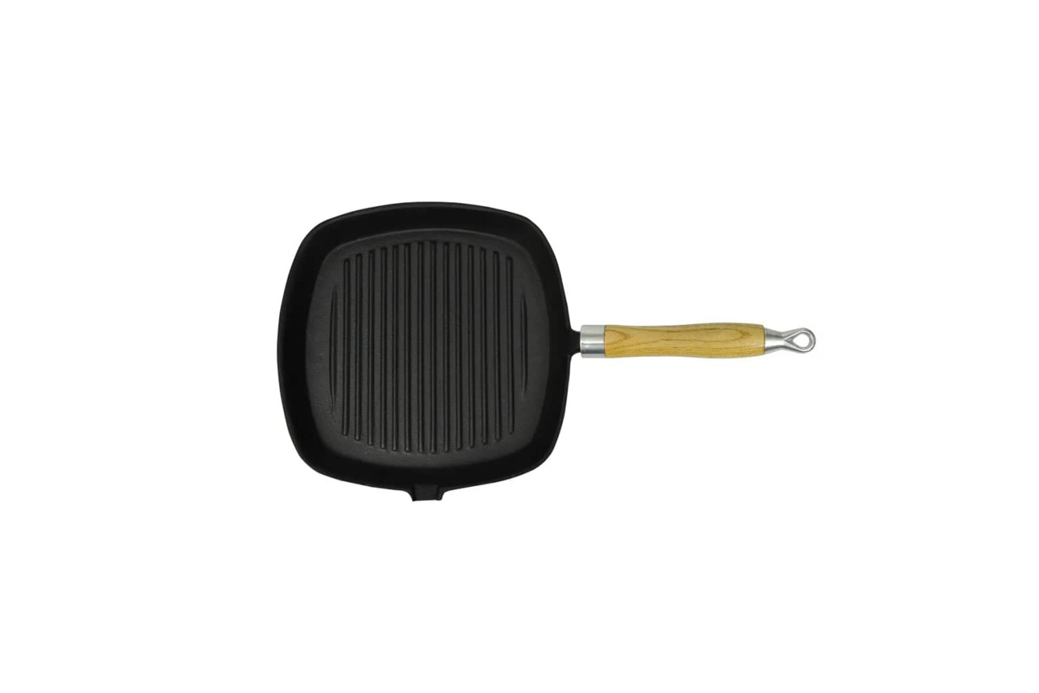 vidaXL 50125 Grill Pan With Wooden Handle Cast Iron 20x20cm