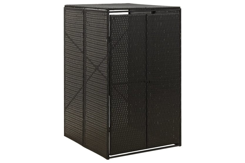 Vidaxl 319860 Single Wheelie Bin Shed Black 70x80x117 Cm Poly Rattan