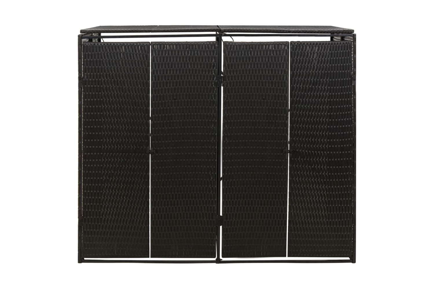 vidaXL 319861 Double Wheelie Bin Shed Black 140x80x117cm Poly Rattan