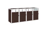 Vidaxl Quadruple Garbage Bin Shed Brown 286x81x121 Cm Steel