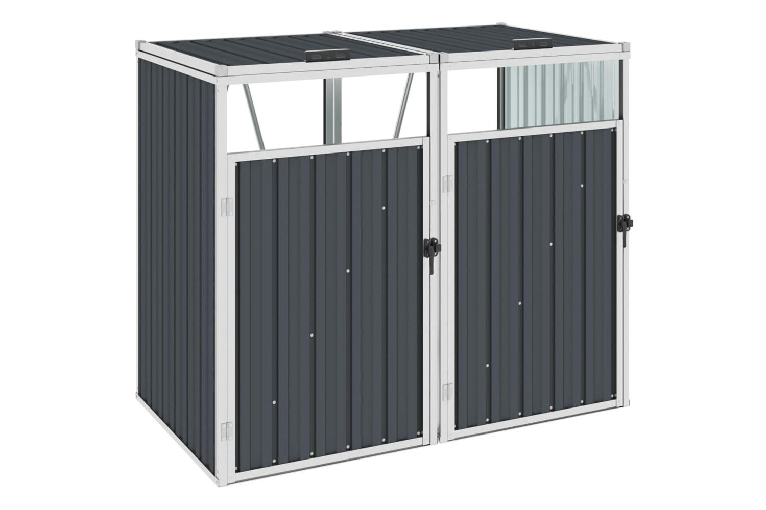 Vidaxl Double Garbage Bin Shed Anthracite 143x81x121 Cm Steel