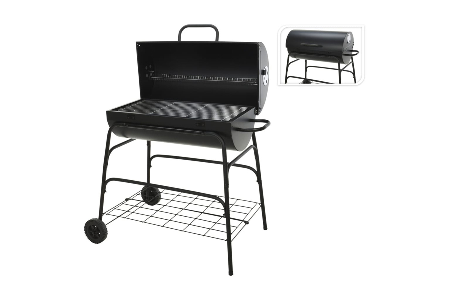 Progarden 445887 Bbq Charcoal Grill On Wheels Cylinder Shape