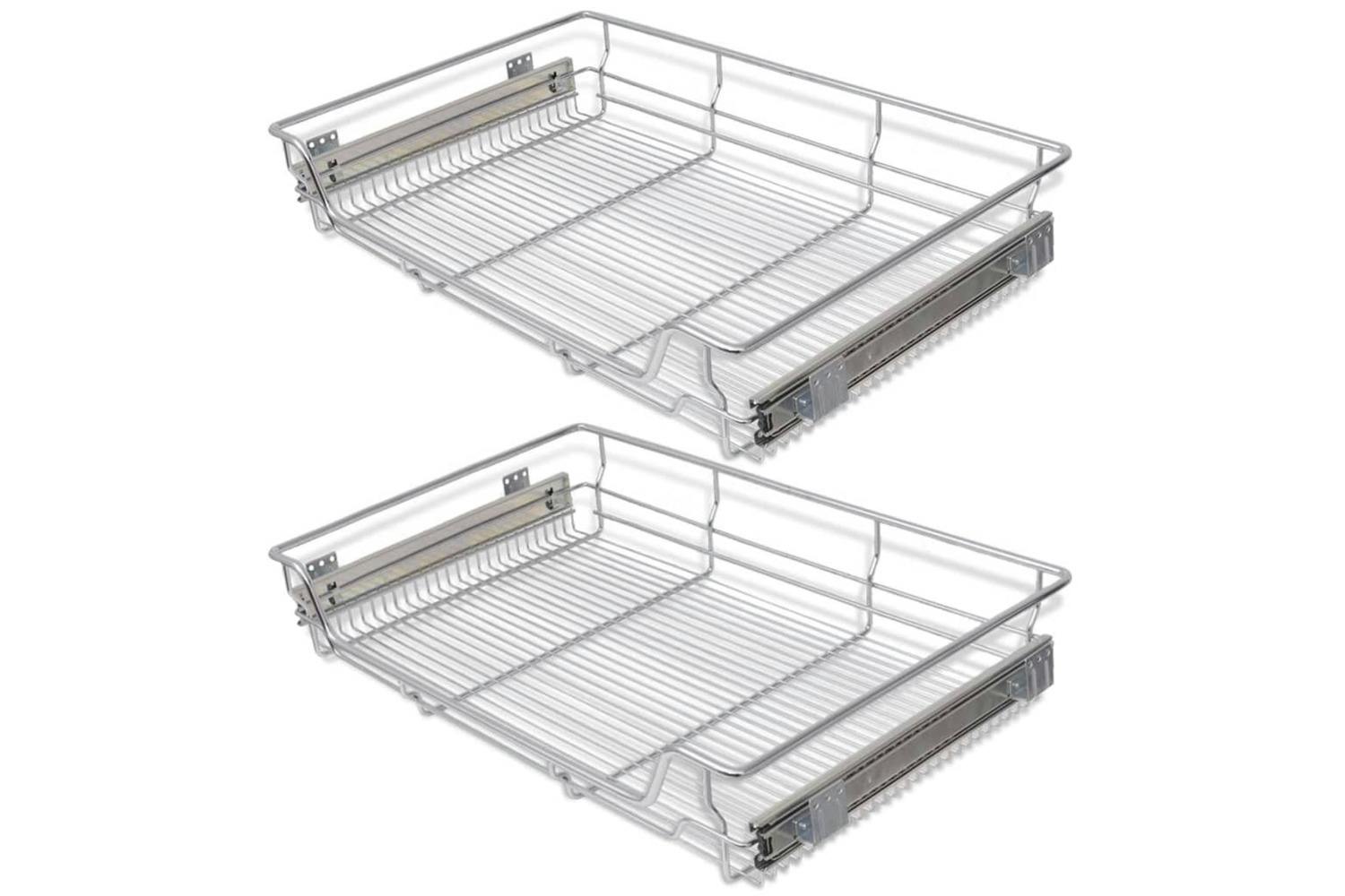 Vidaxl 50482 Pull-out Wire Baskets 2 Pcs Silver 800 Mm