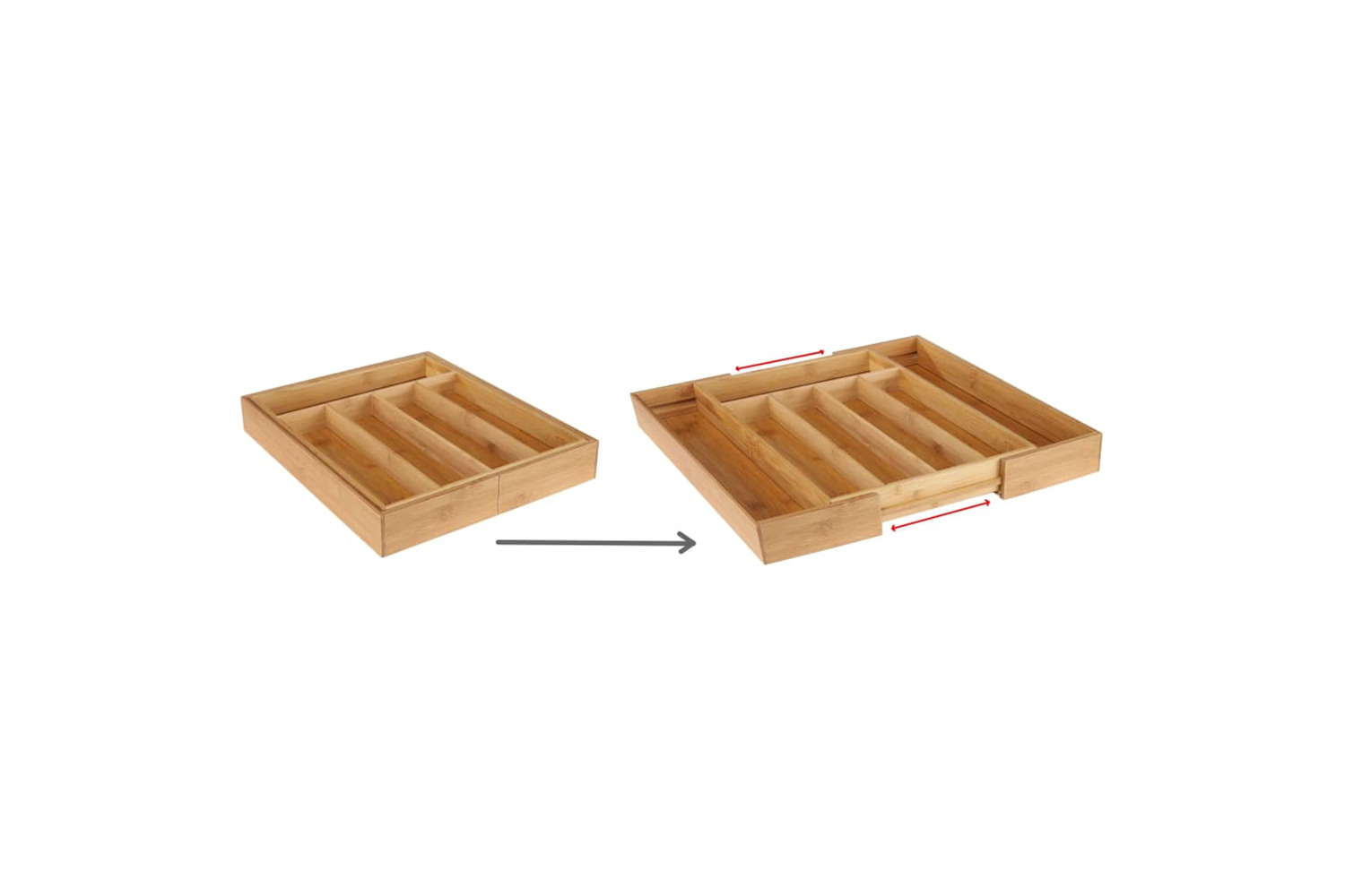 Hi Bamboo Cutlery Tray Extendable