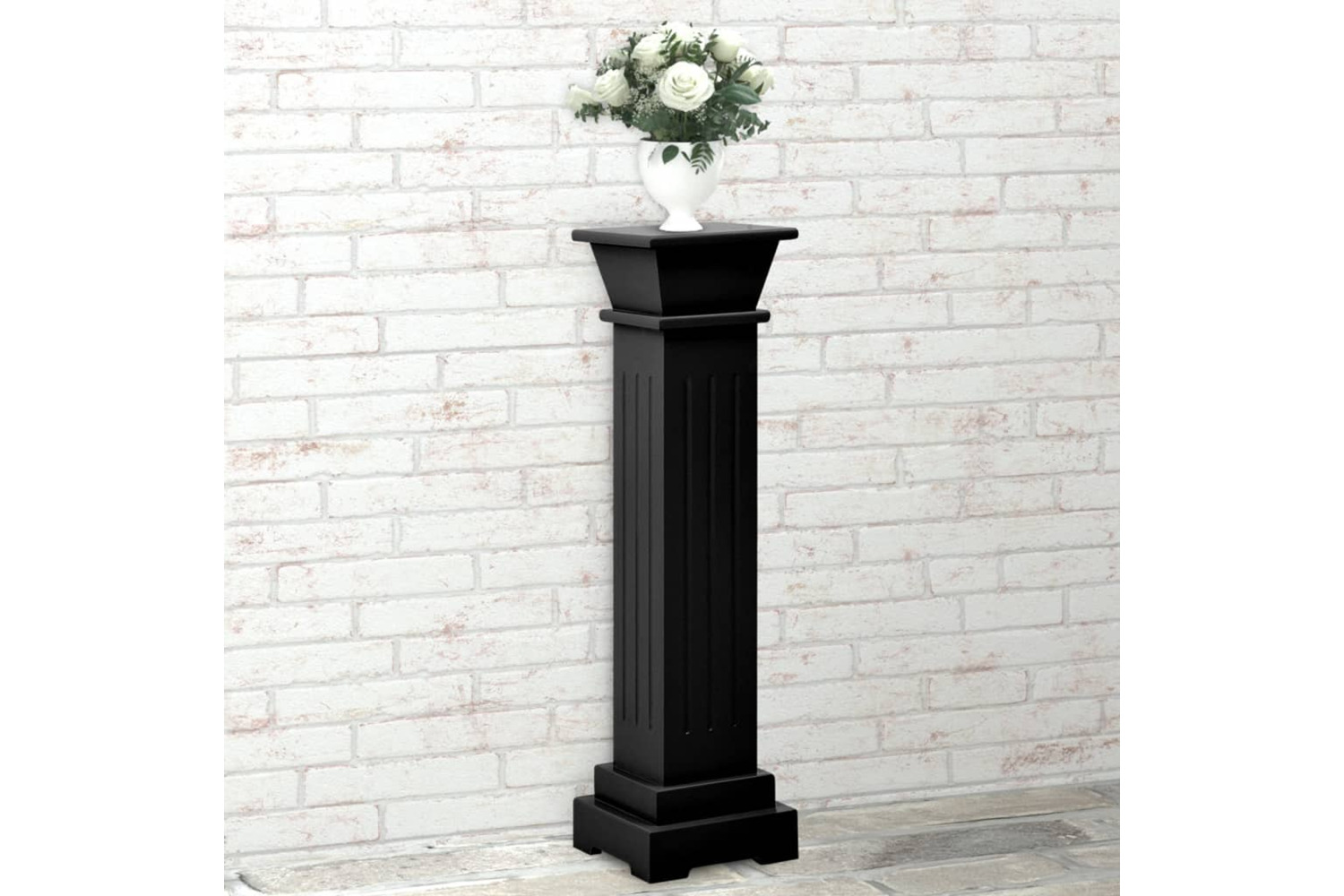 vidaXL 323970 Classic Square Pillar Plant Stand Black 17x17x66cm Mdf