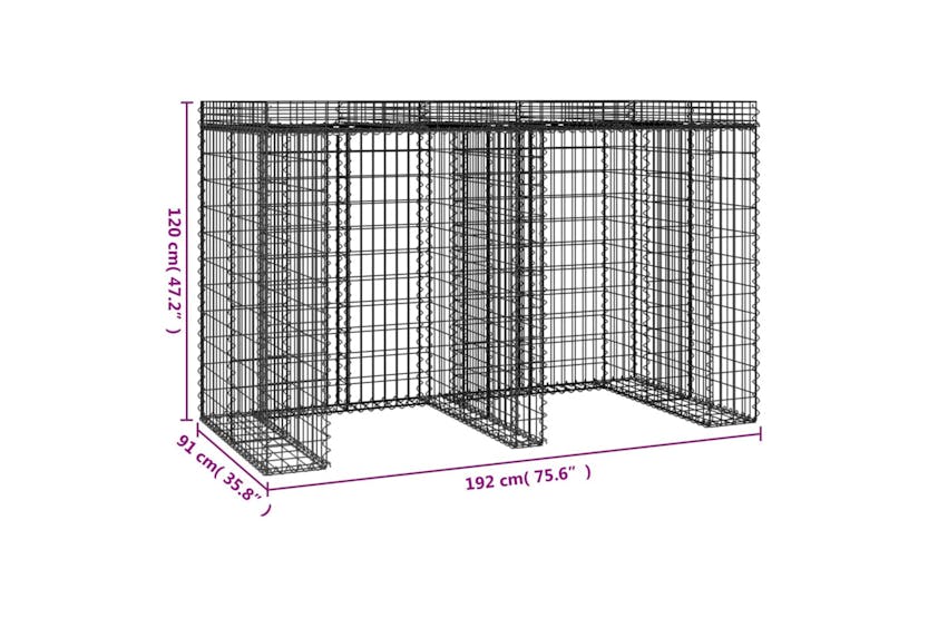 Vidaxl 151336 Gabion Wall For Garbage Bin 192x91x120 Cm Galvanised Iron