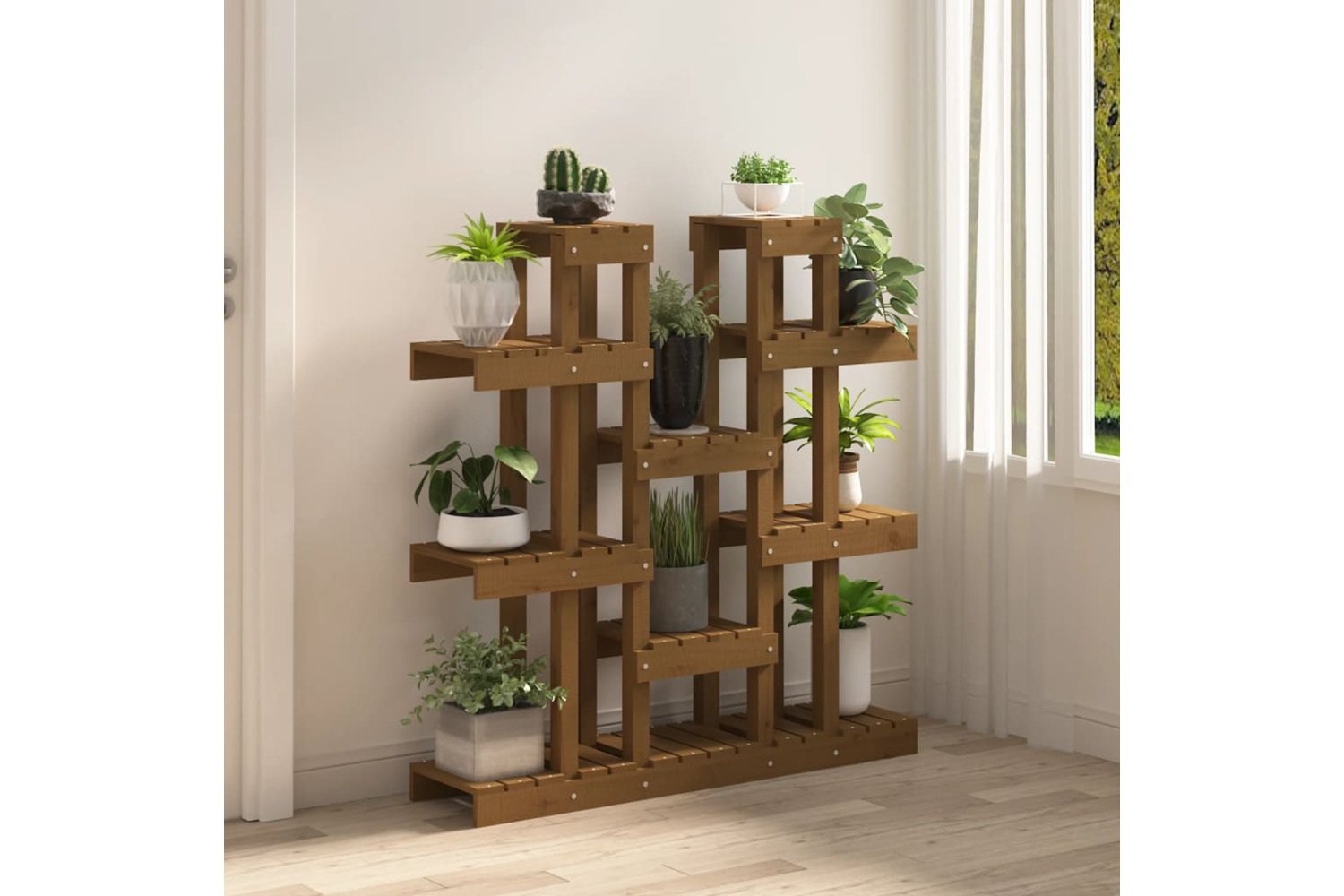 vidaXL 822095 Plant Stand Honey Brown 104.5x25x109.5cm Solid Wood Pine
