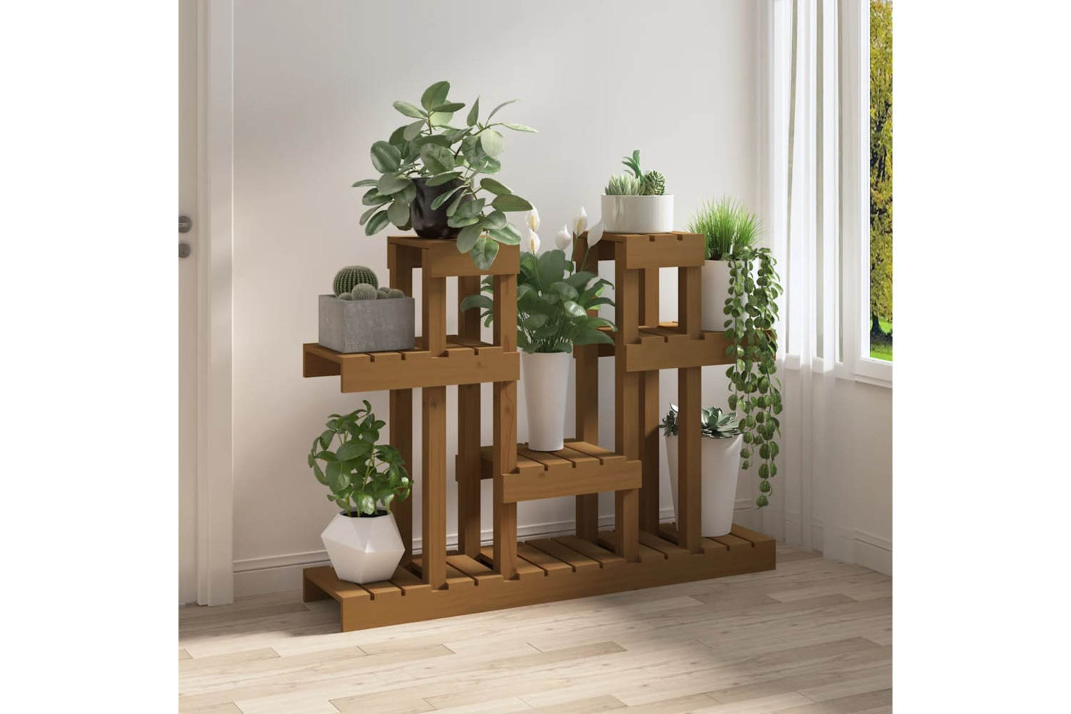 vidaXL 822100 Plant Stand Honey Brown 104.5x25x77.5cm Solid Wood Pine