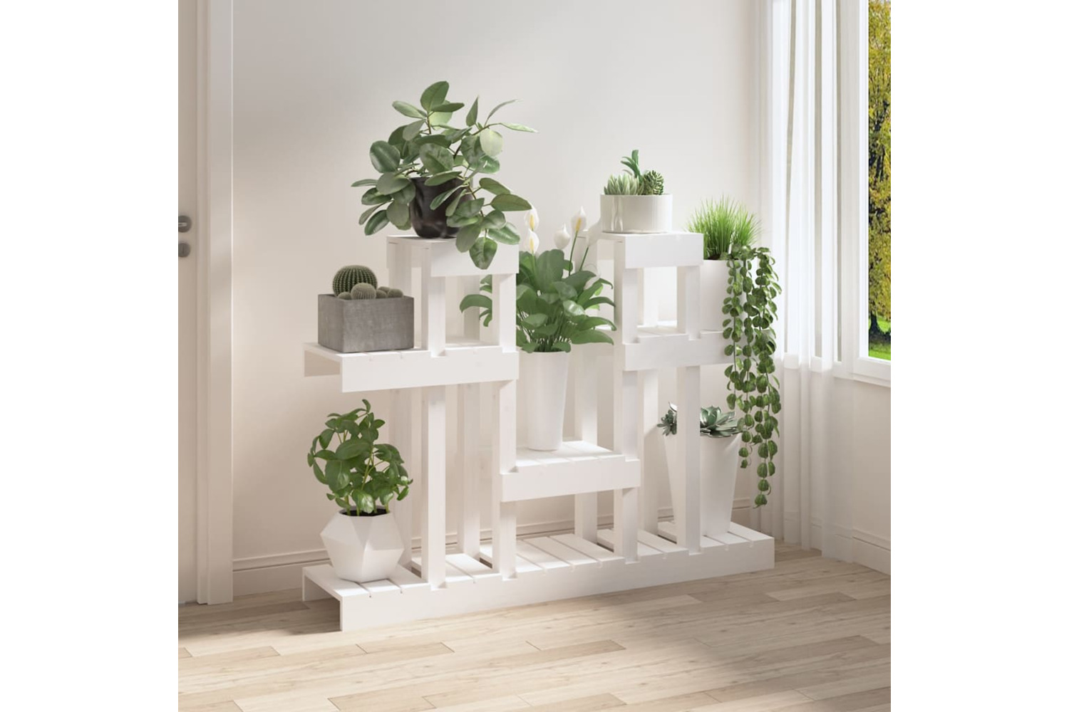vidaXL 822098 Plant Stand White 104.5x25x77.5cm Solid Wood Pine