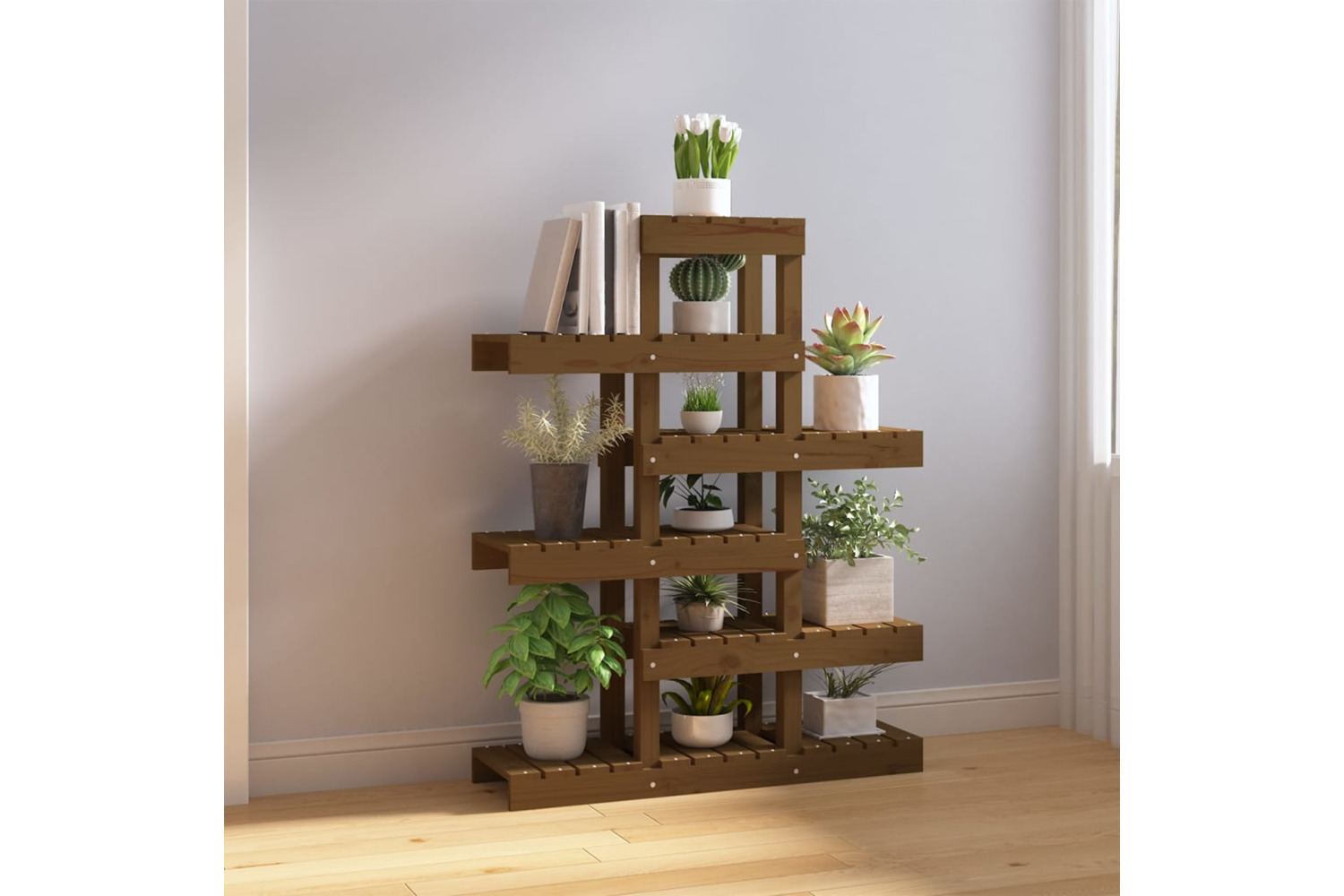 vidaXL 822090 Plant Stand Honey Brown 85x25x109.5cm Solid Wood Pine