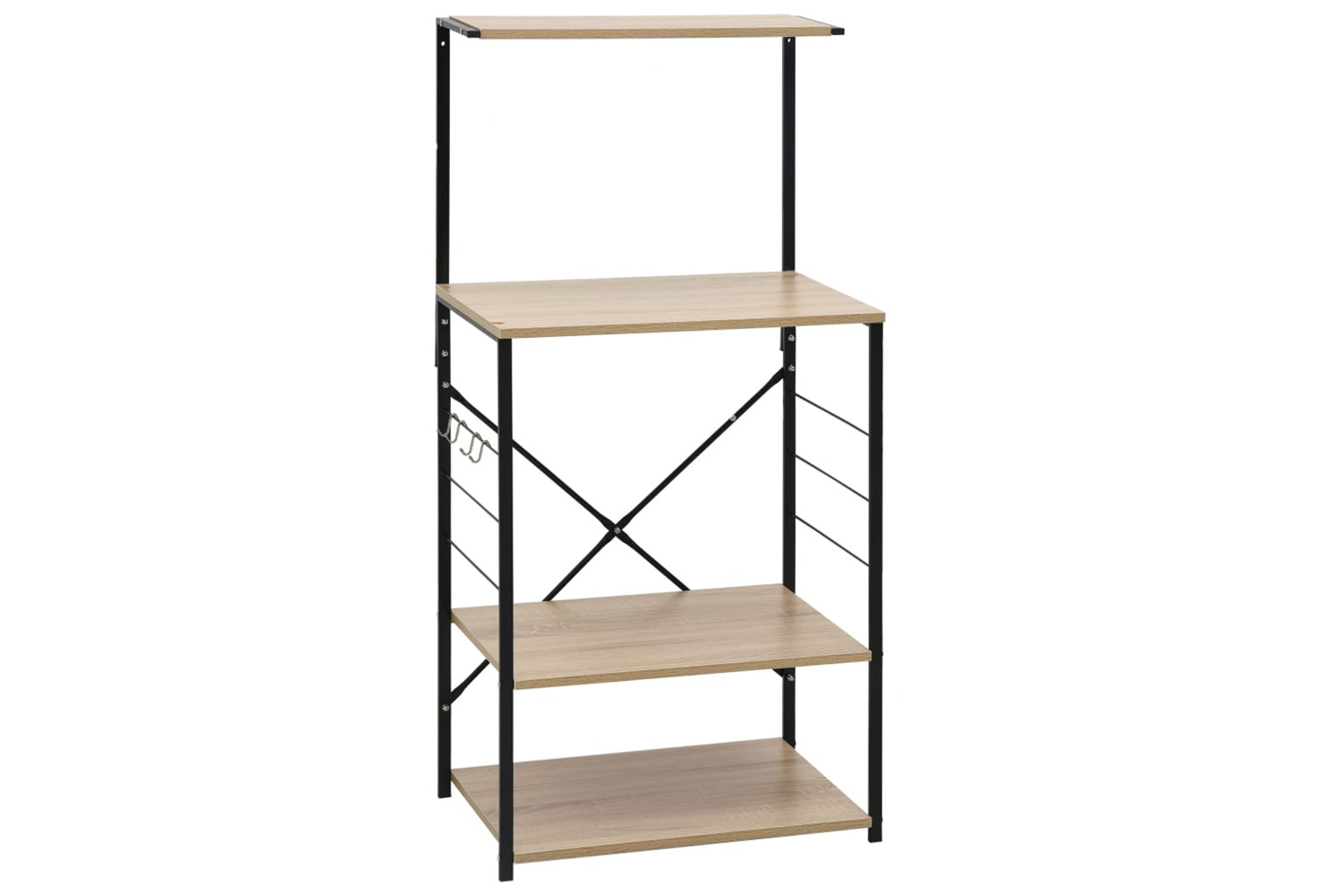 vidaXL 288239 Microwave Cabinet Black And Oak 60x39.6x123cm Engineered Wood