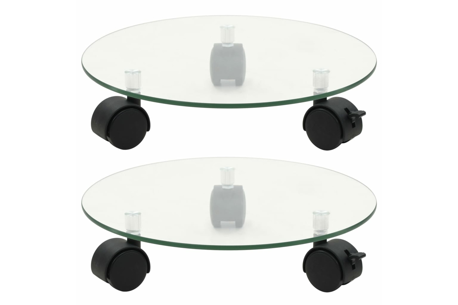 vidaXL 245691 Plant Rollers 2 Pcs Tempered Glass 28cm Round