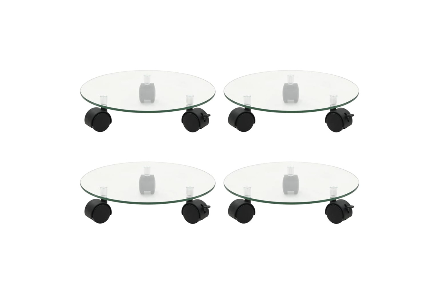 vidaXL 3144028 Plant Rollers 4 Pcs 28cm Tempered Glass Round