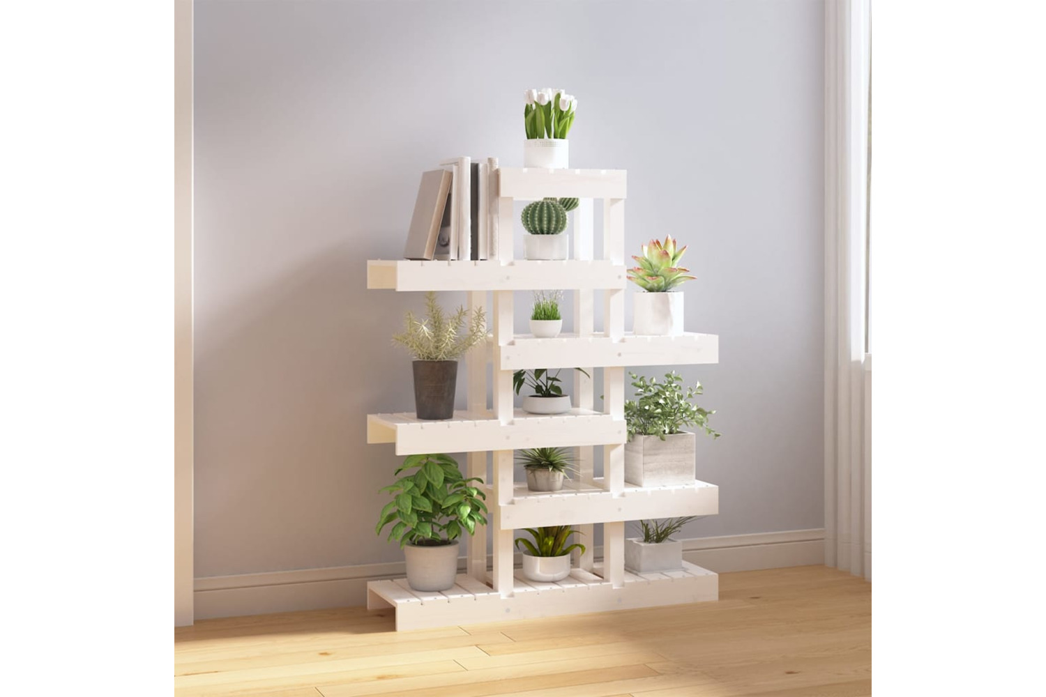 vidaXL 822088 Plant Stand White 85x25x109.5cm Solid Wood Pine