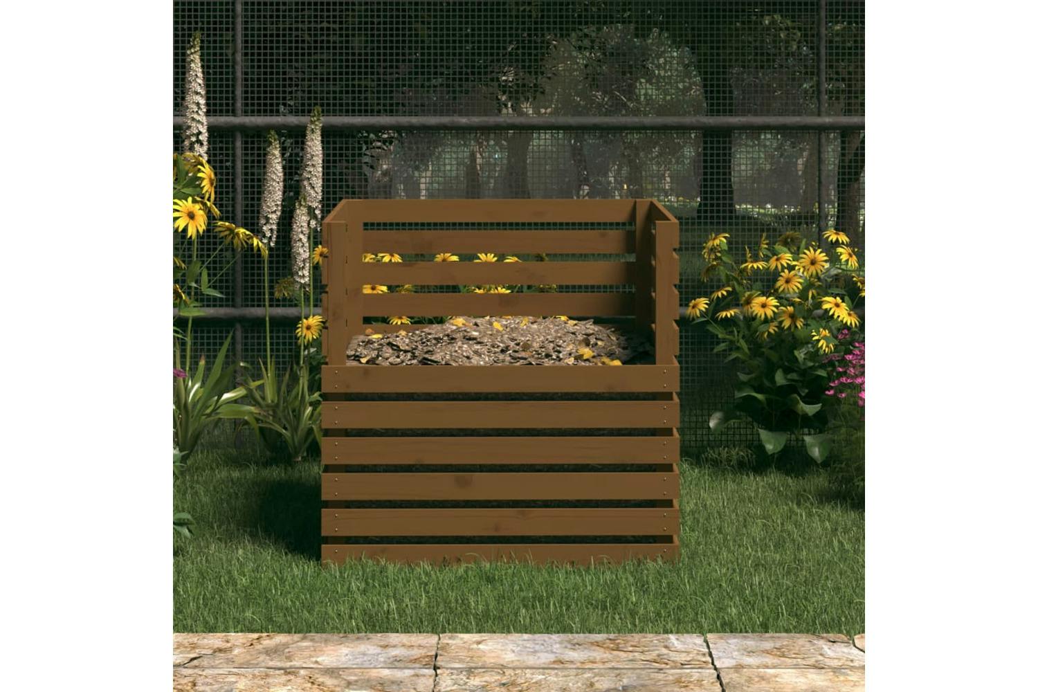 Vidaxl 822190 Composter Honey Brown 80x80x78 Cm Solid Wood Pine