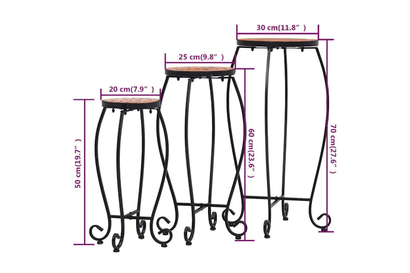 Vidaxl 46701 Mosaic Tables 3 Pcs Terracotta Ceramic