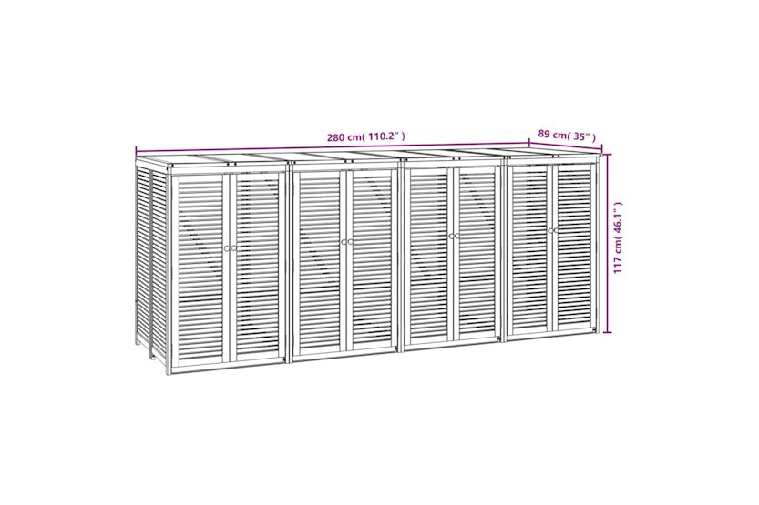 Vidaxl 3155241 Quadruple Garbage Bin Shed 280x89x117 Cm Solid Wood Acacia